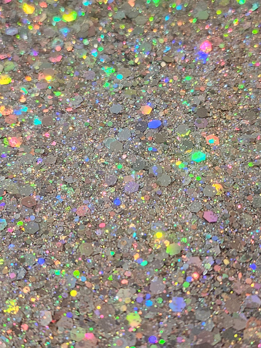 #101 White Holographic chunky glitter