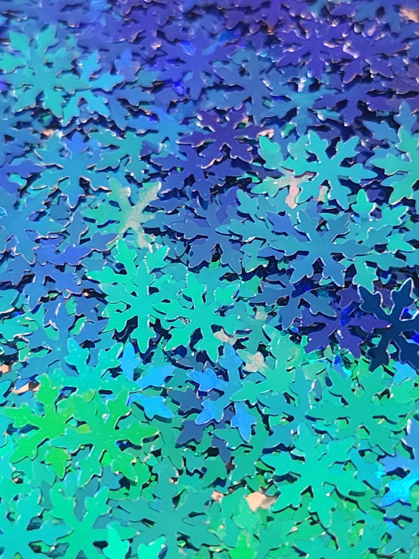 #117A Blue Green Holographic snow flake shape glitter